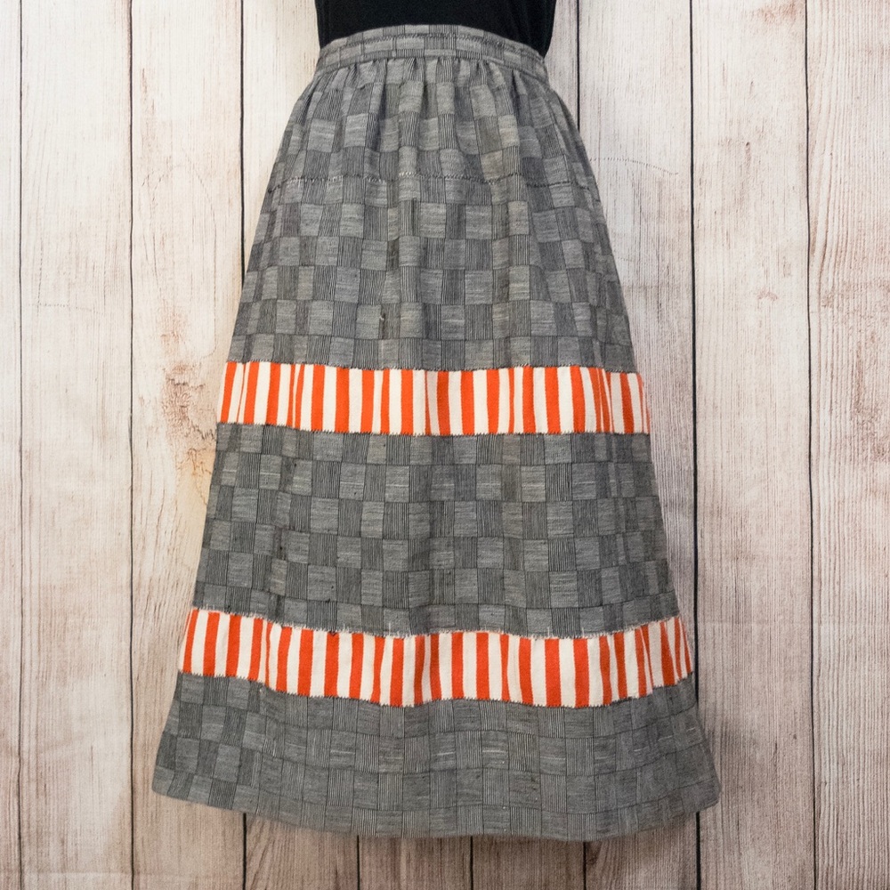 Vtg Handwoven Stripe Plaid Skirt XS